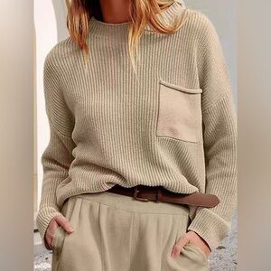 Pocket Detail Dropped Shoulder Sweater